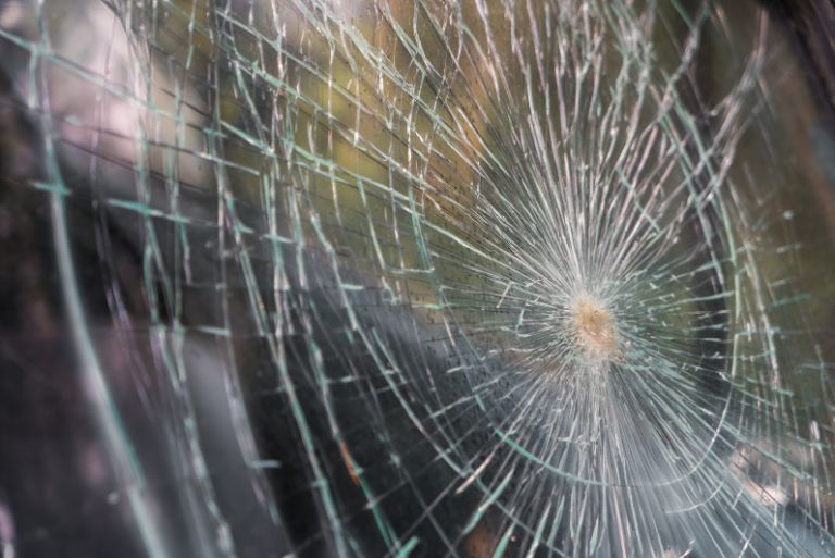 car broken window